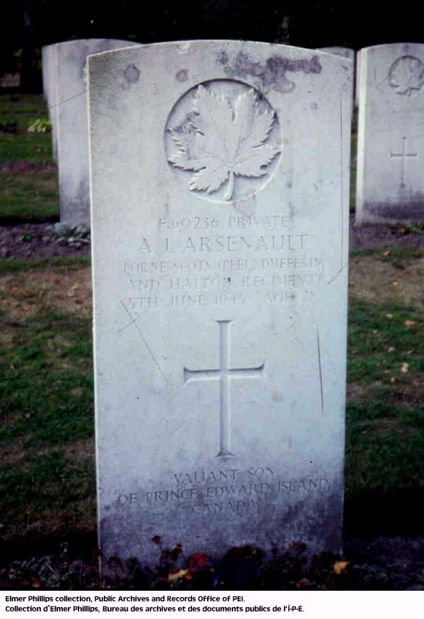 Grave marker for A.J. Arsenault