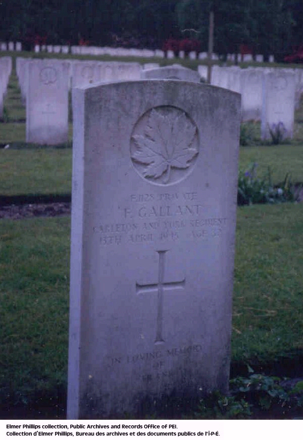 Grave marker for F. Gallant