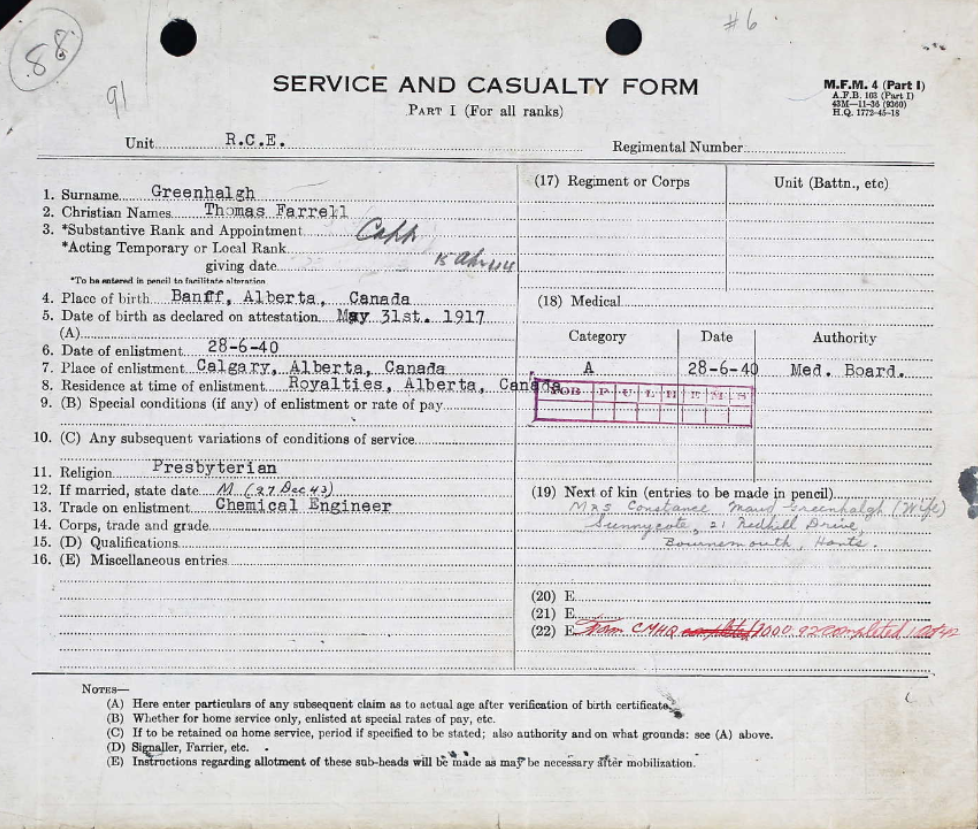 Service and Casualty Form