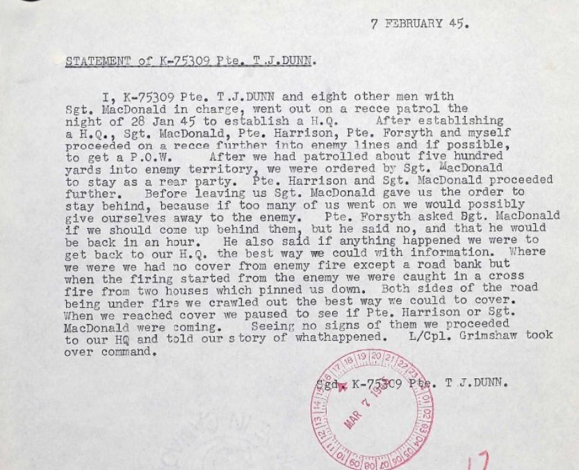 Report on how he went missing