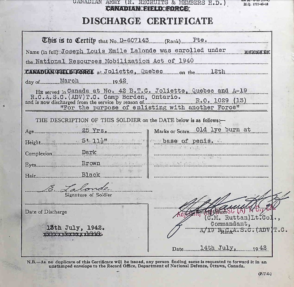 Discharge certificate