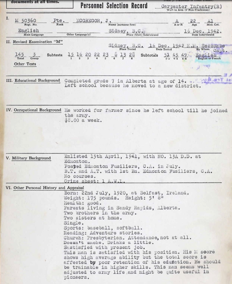 Personnel Selection Form