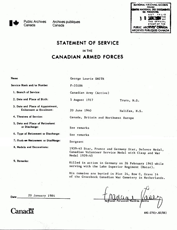 Statement of Service