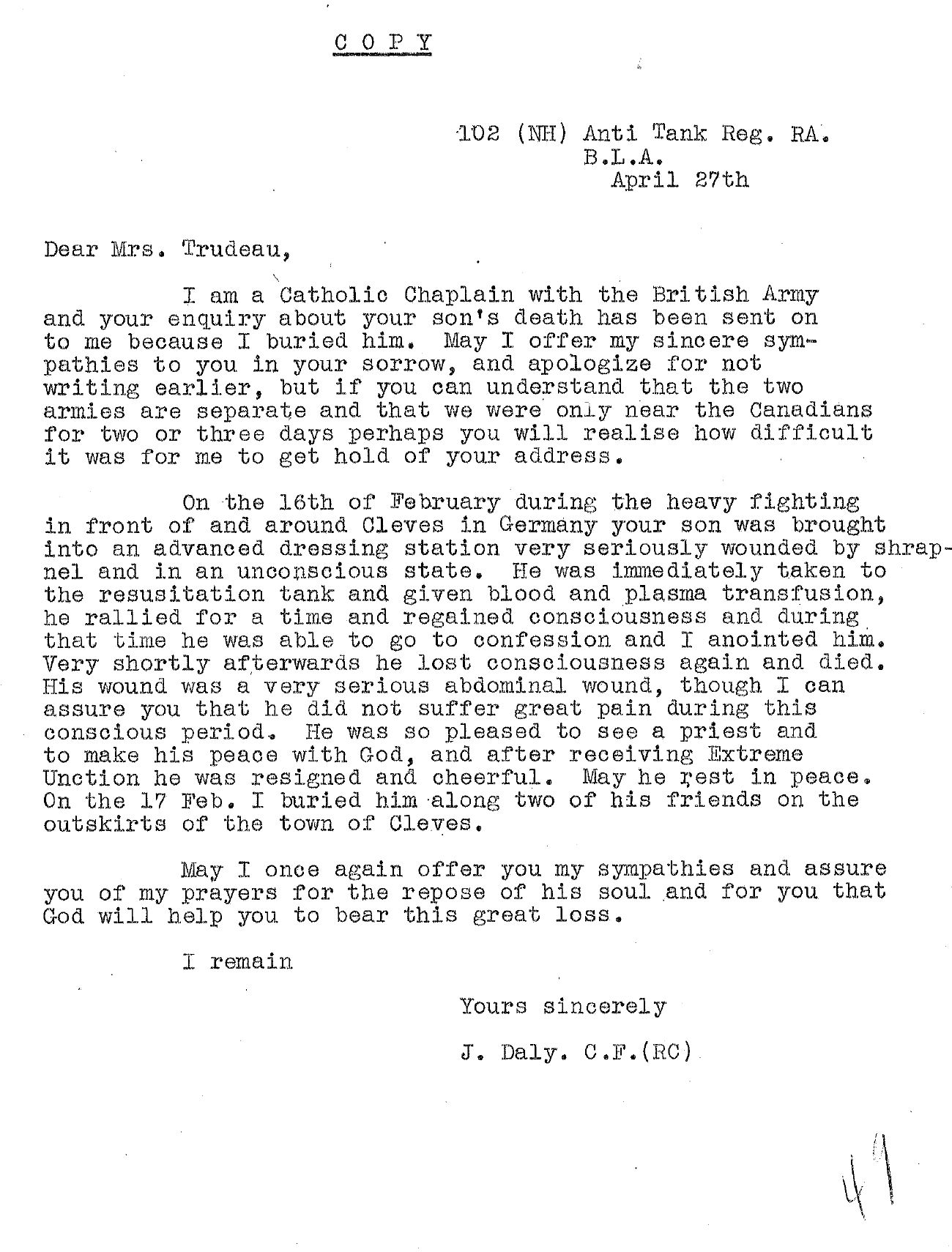 Letter of Condolence