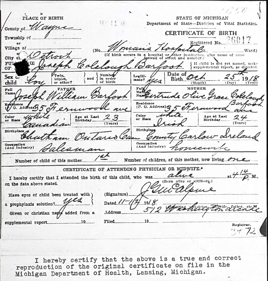 Birth certificate
