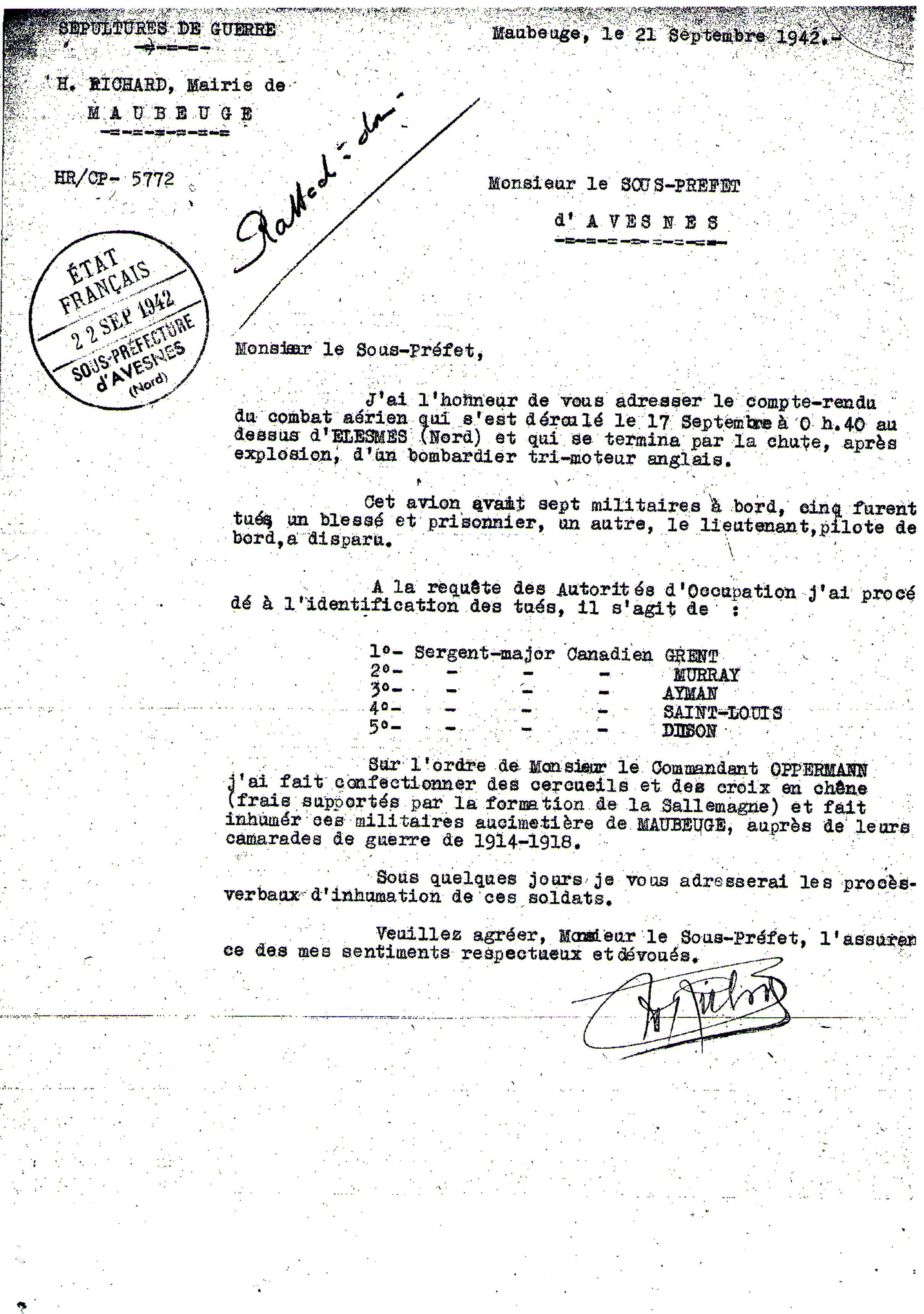 Crash Report (September 21, 1942)