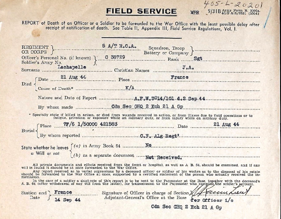 Notification of death