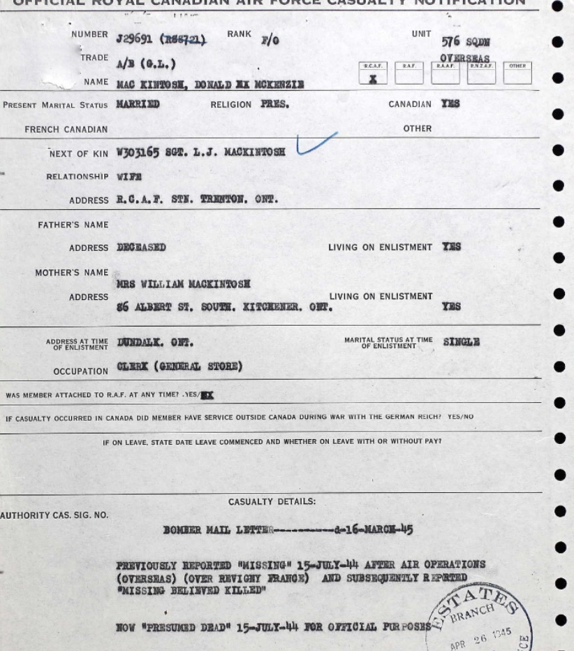 Notification of death