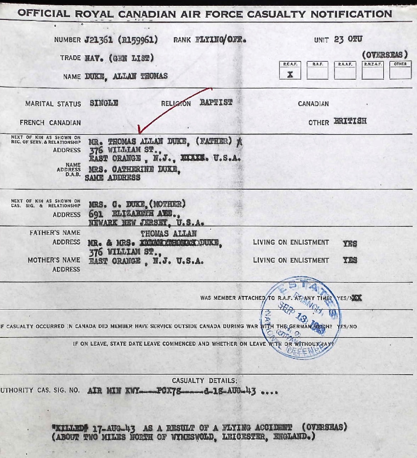 Casualty Notification Form