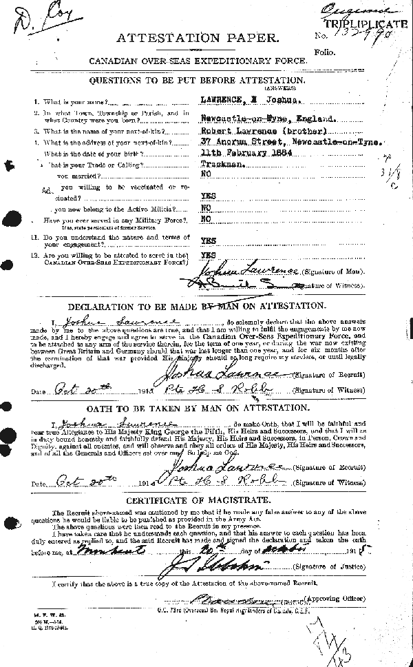 Attestation Paper (page 1)