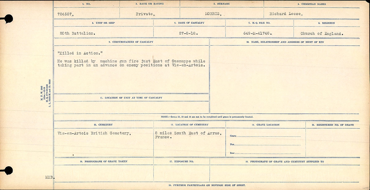 Circumstances of death registers