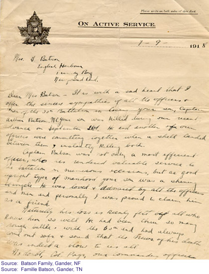 Letter of Condolence