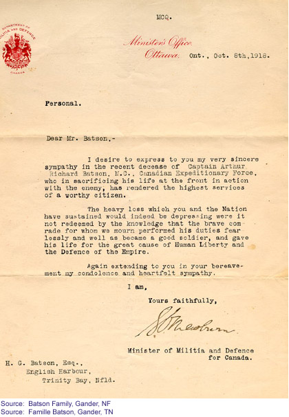 Letter from the Minister's Office