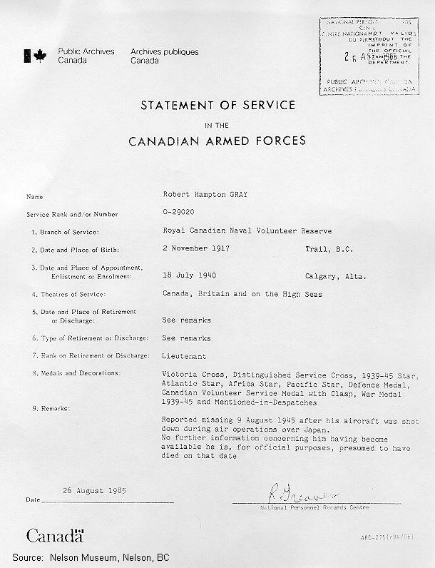 Statement of Service