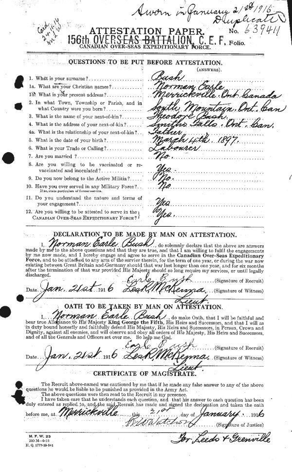 Attestation Paper (front)