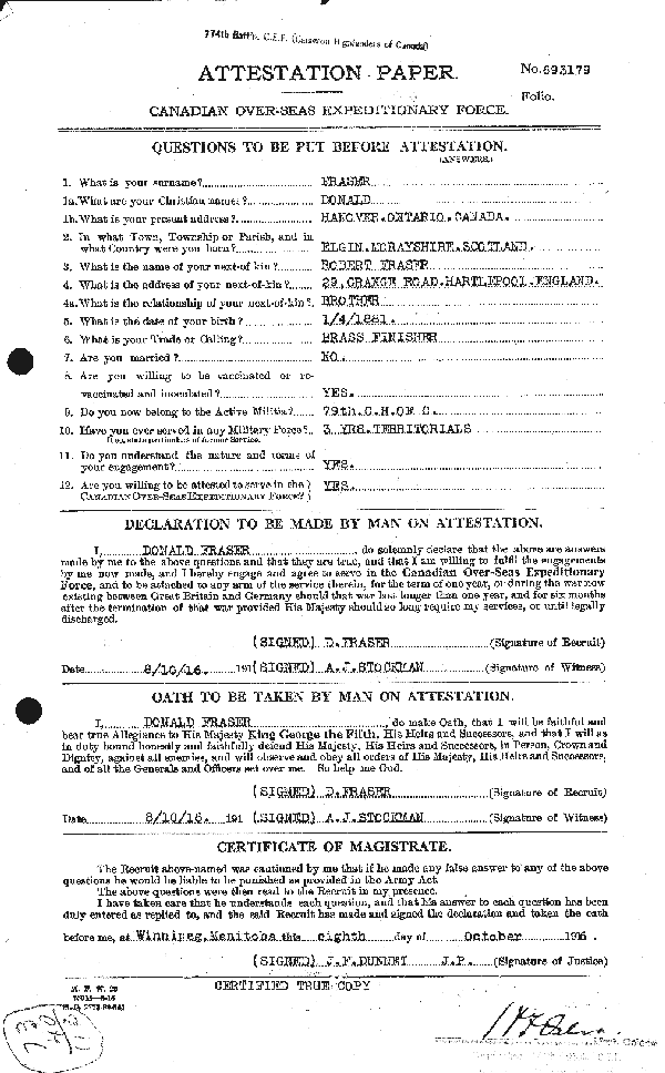 Attestation Paper (page 1)