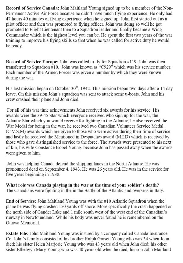 Oakville Remembers Biography (Page 2)