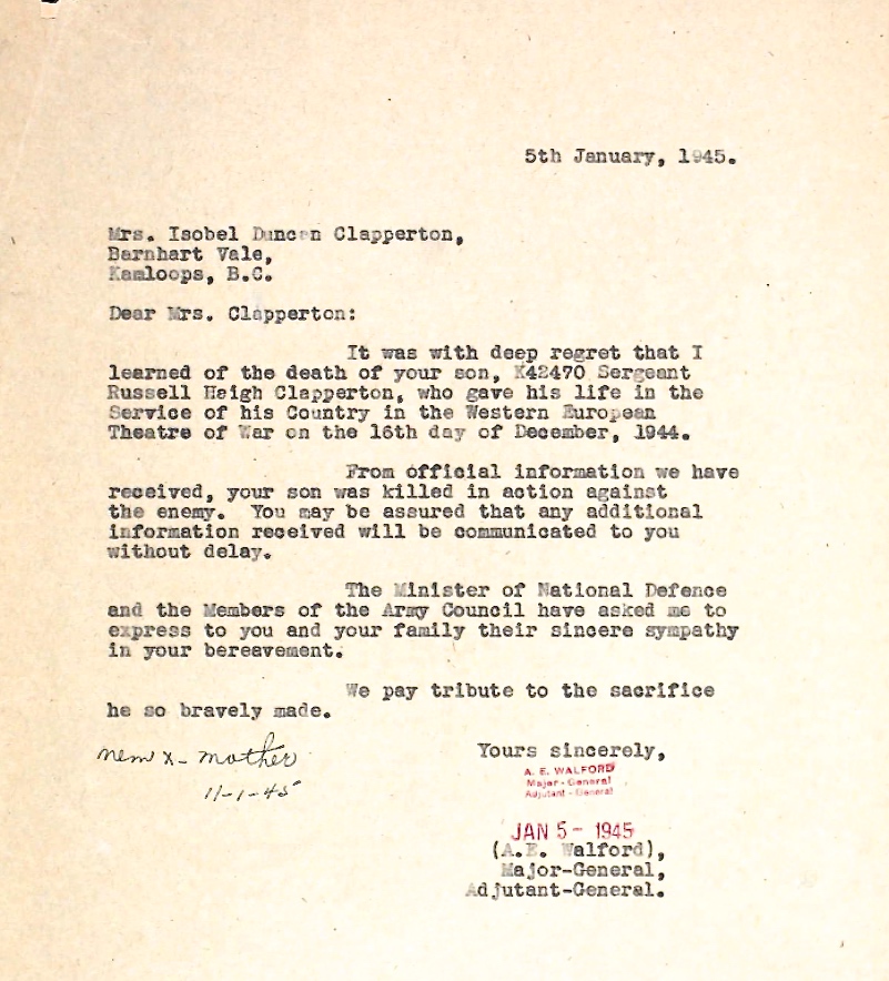 Notification of death