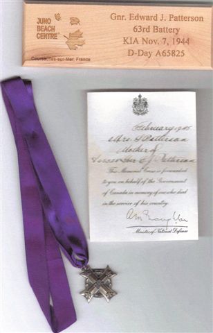 Memorial Cross and Letter