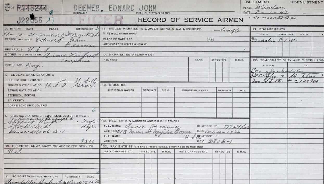 Record of service