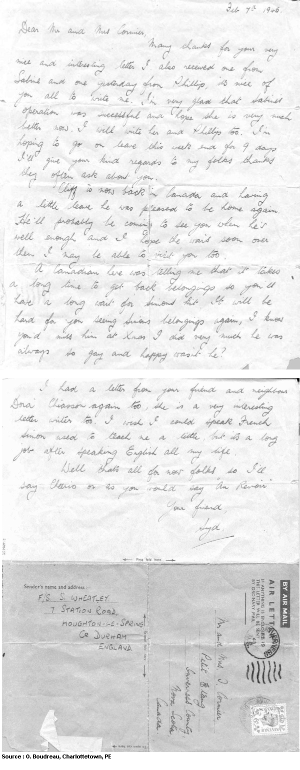 Letter from Syd Wheatly (1945)