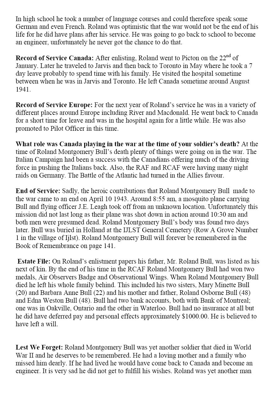 Oakville Remembers Biography (Page 2)