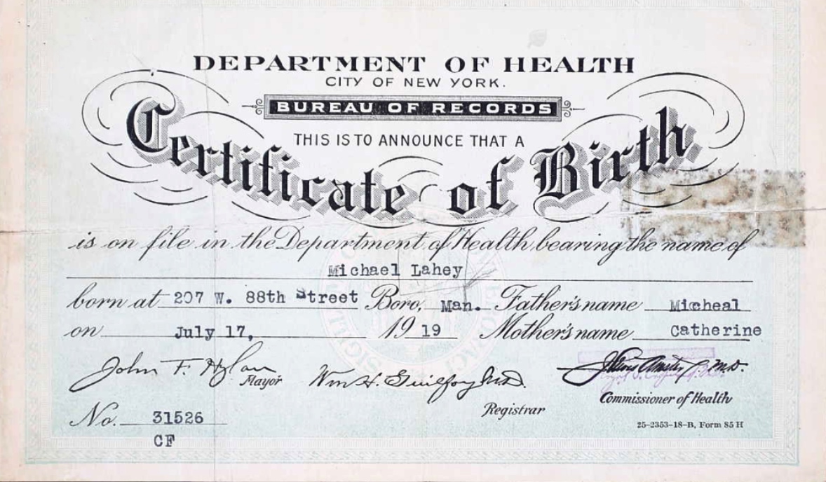 Birth ceritificate