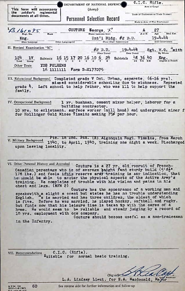 Personnel Selection Form