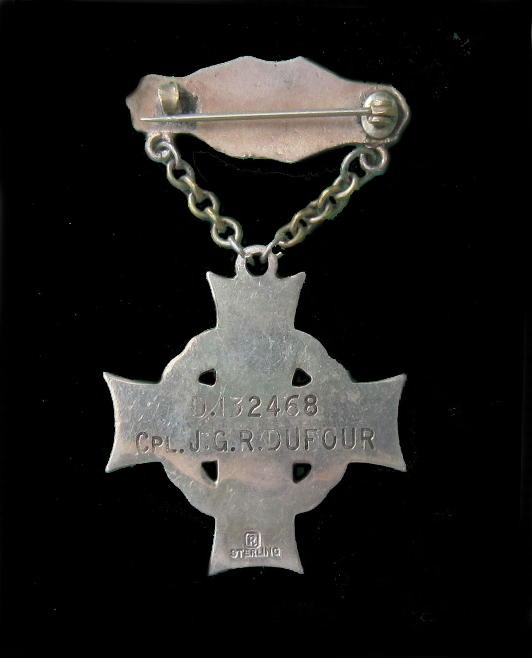 Reverse side of Memorial cross