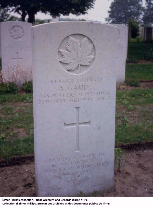 Grave marker for A. Gaudet