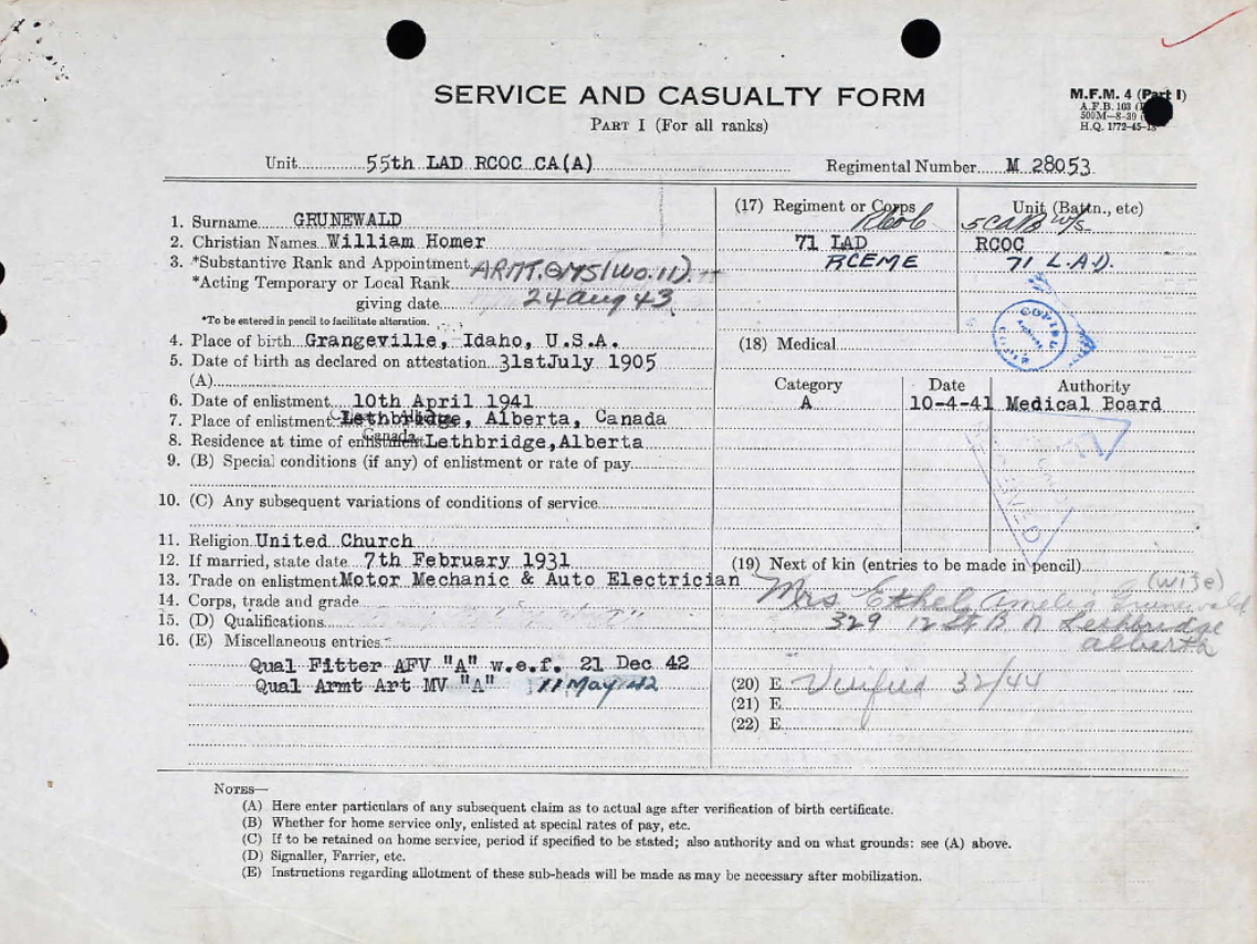 Service and Casualty Form