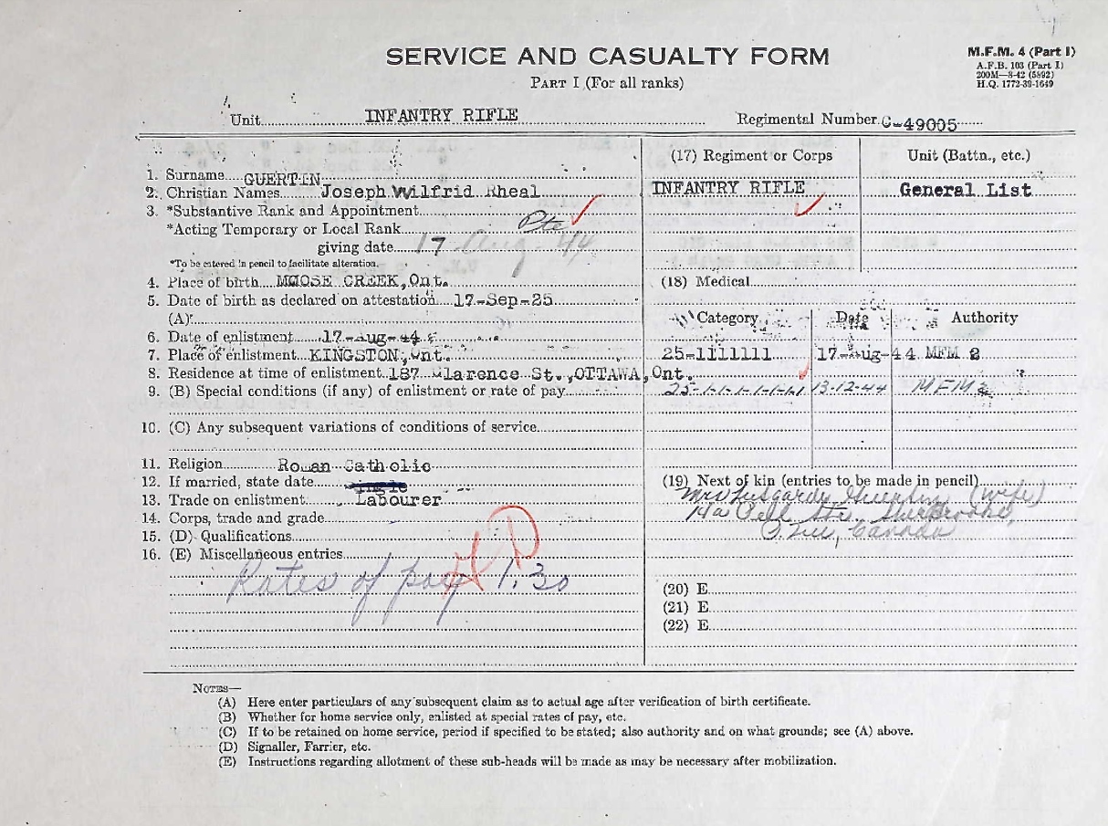 Service and Casualty Form