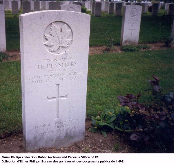 Grave marker for J.E. Hennebery