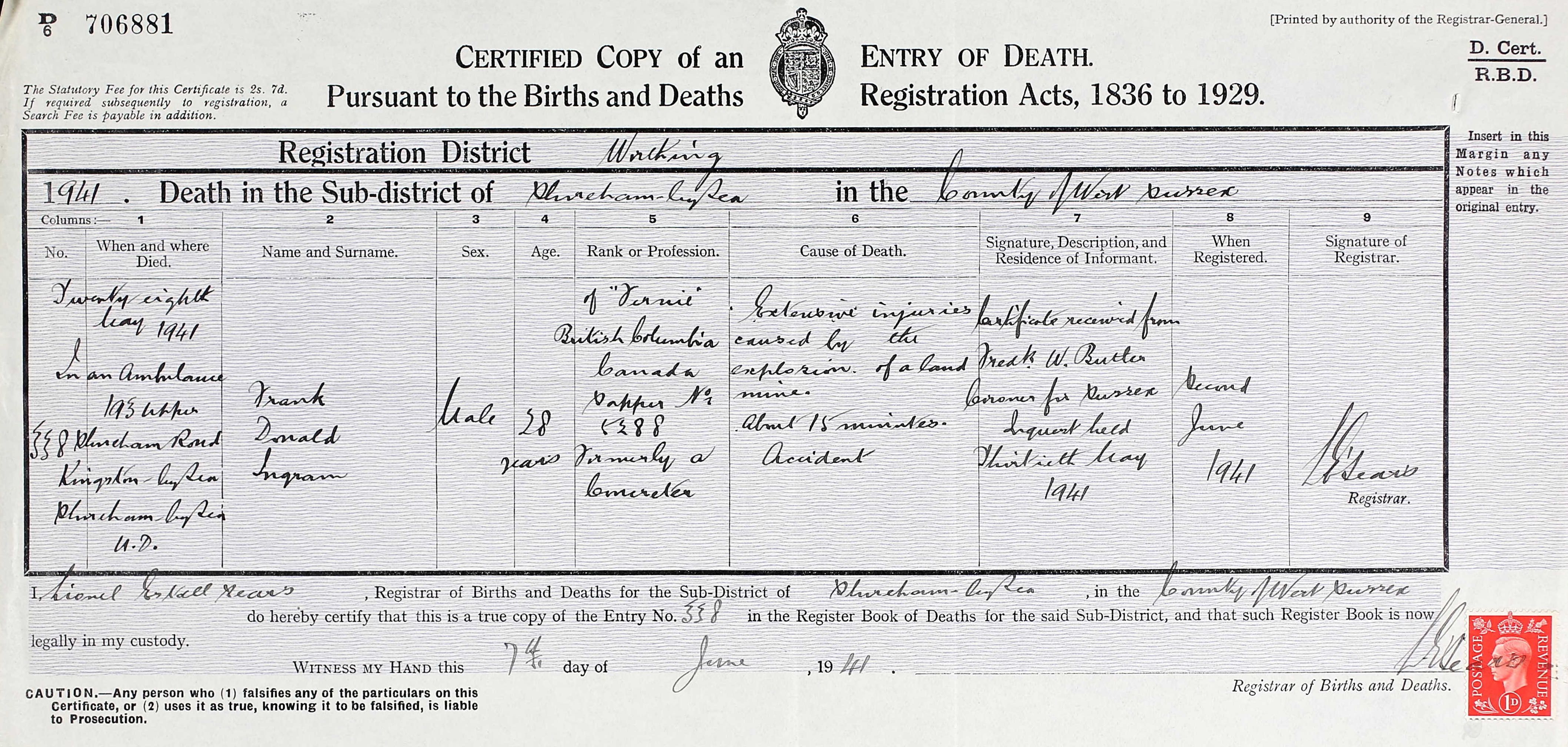 Circumstances of death registers