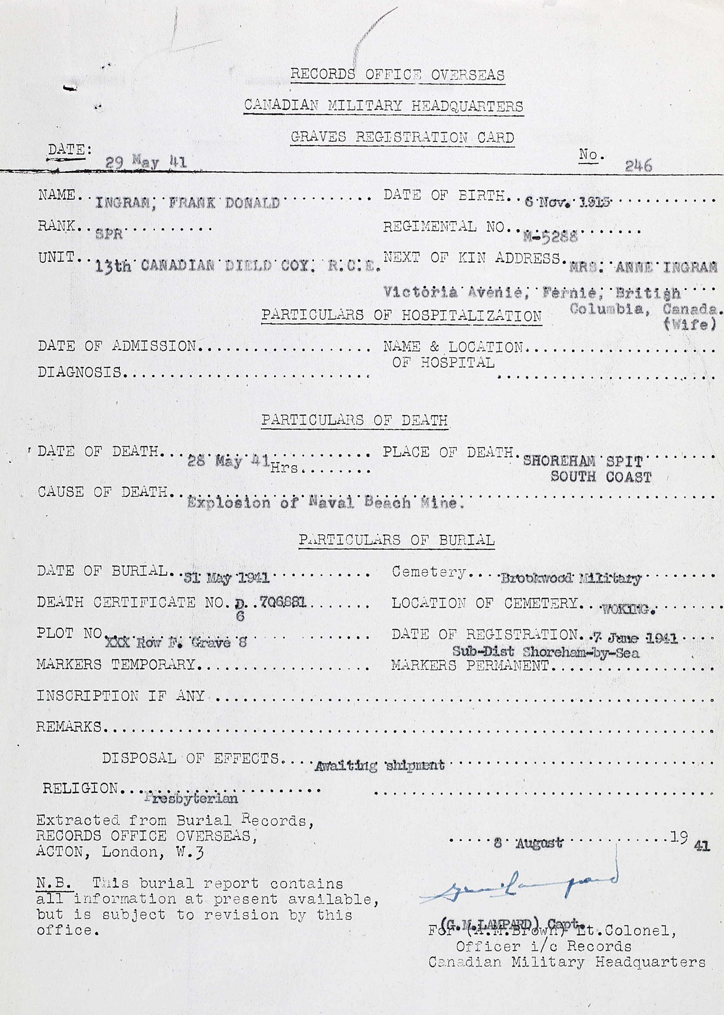 Graves registration form