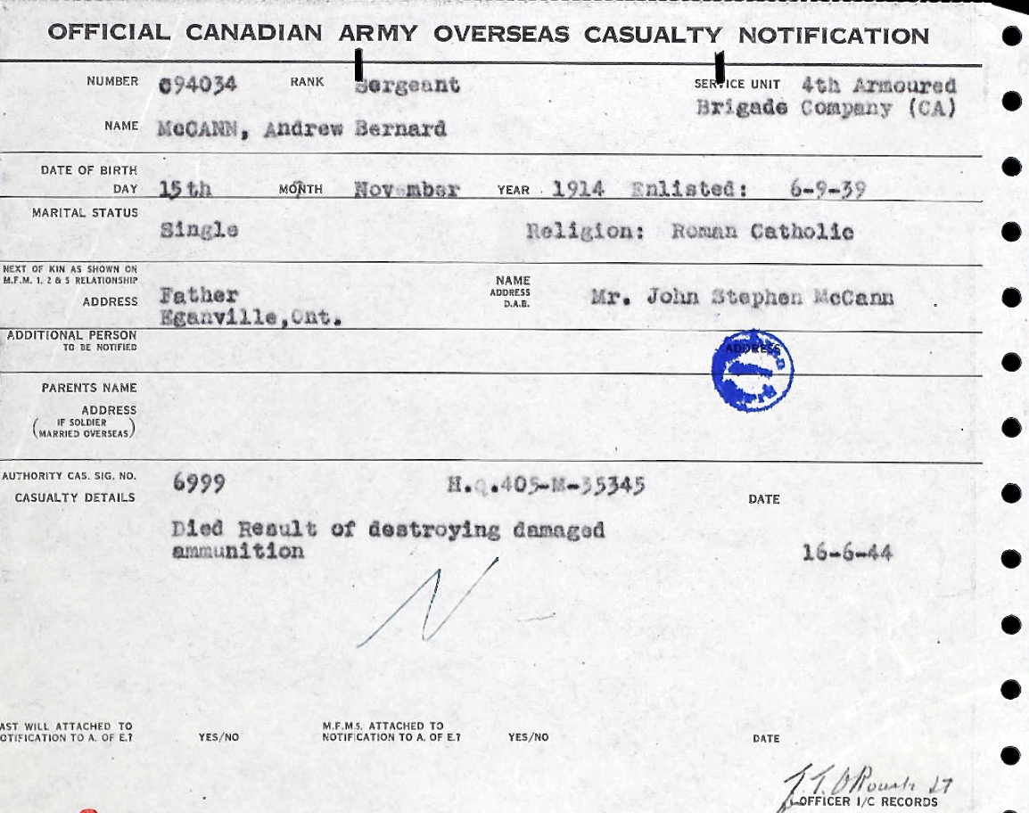 Notification of death