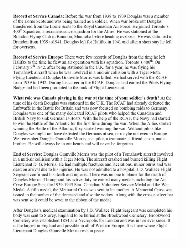 Oakville Remembers Biography (Page 2)