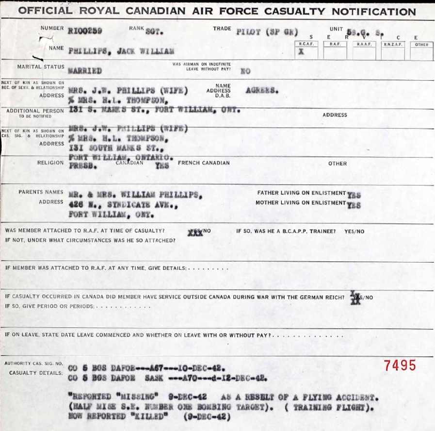 Casualty Notification Form