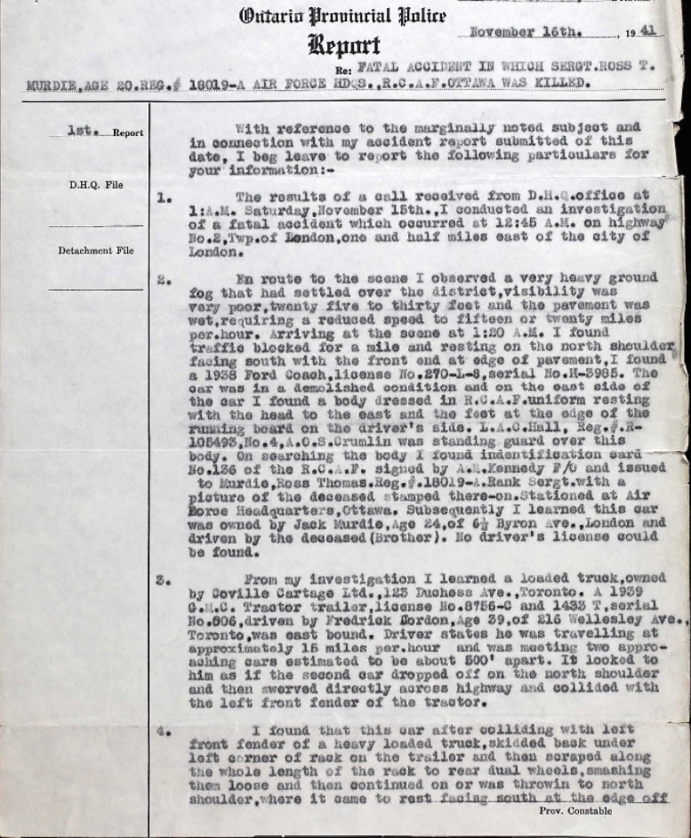 Ontario Police Report