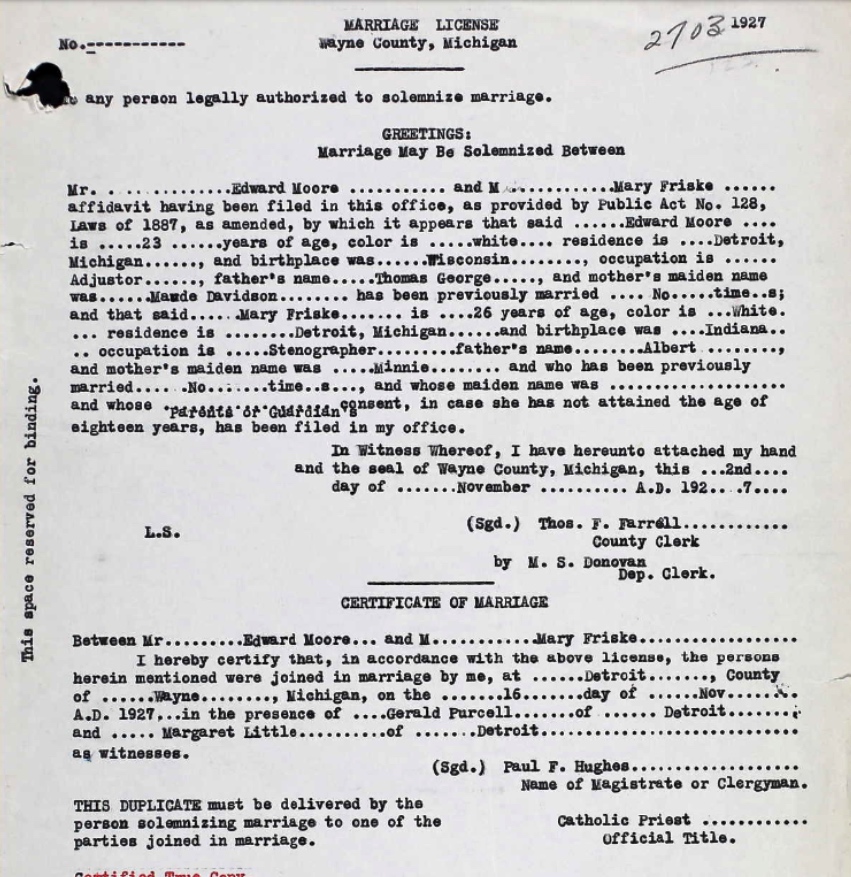 Marriage certificate