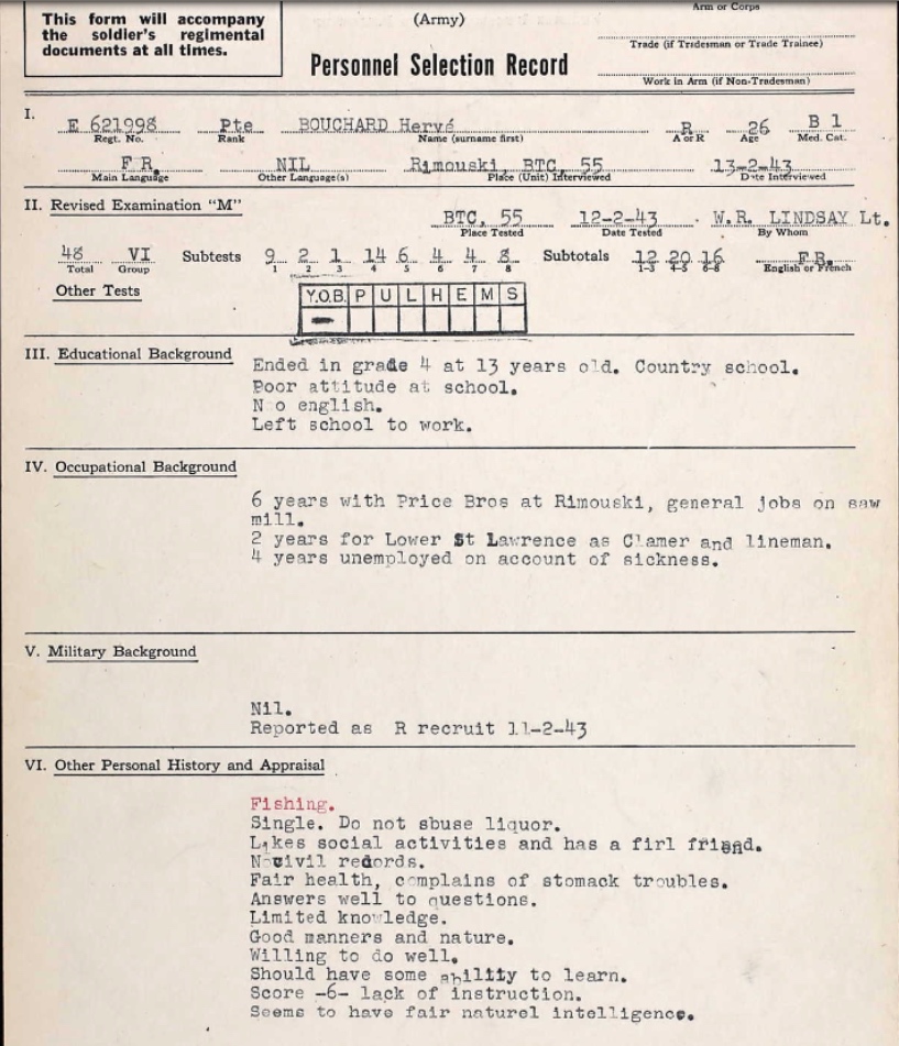 Personnel Selection Form
