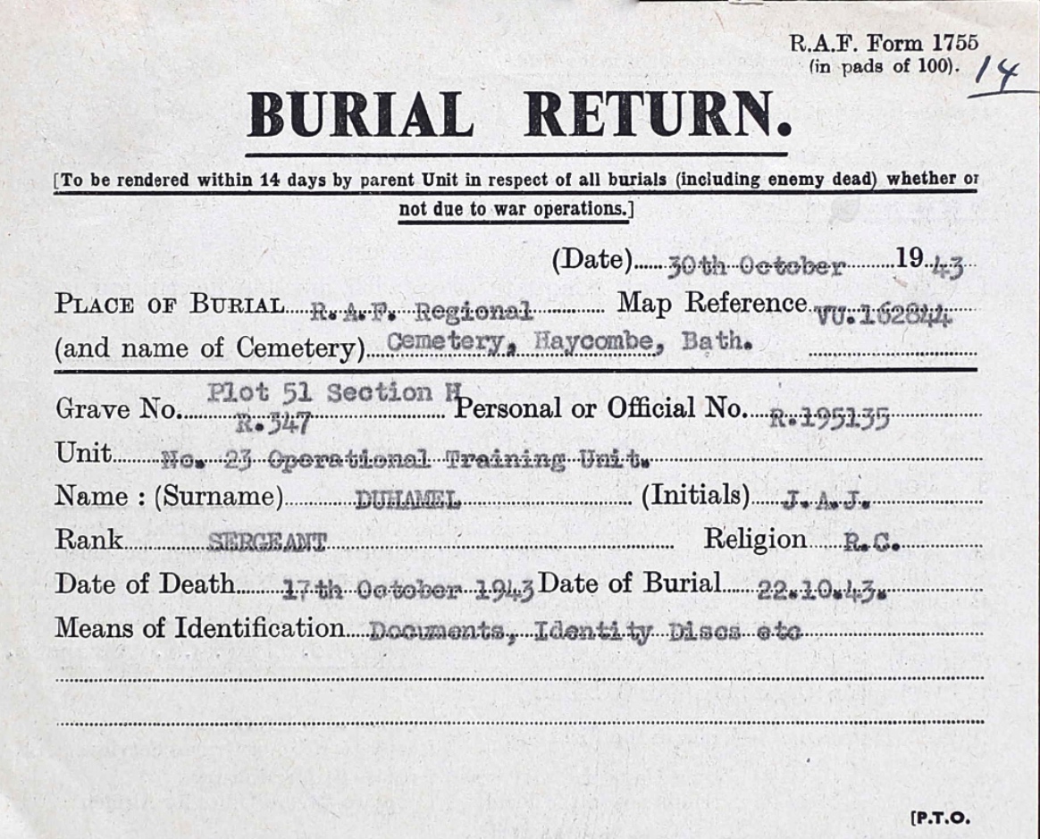 Burial Card