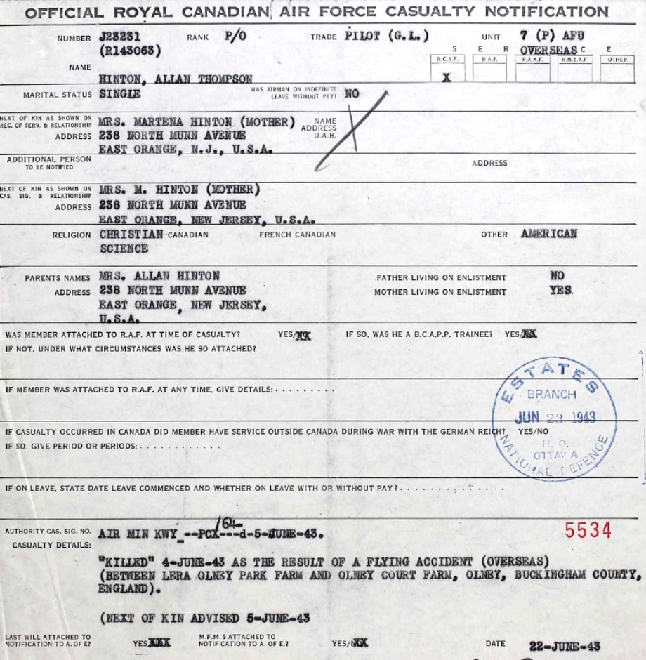 Notification of Death