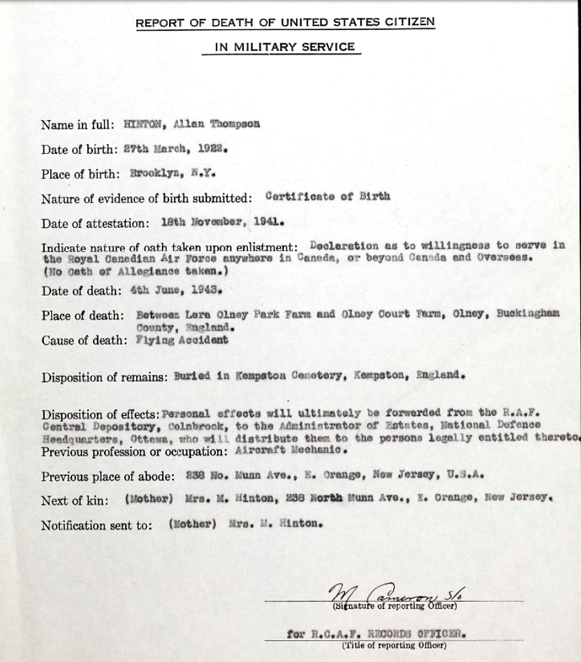 Notification of Death