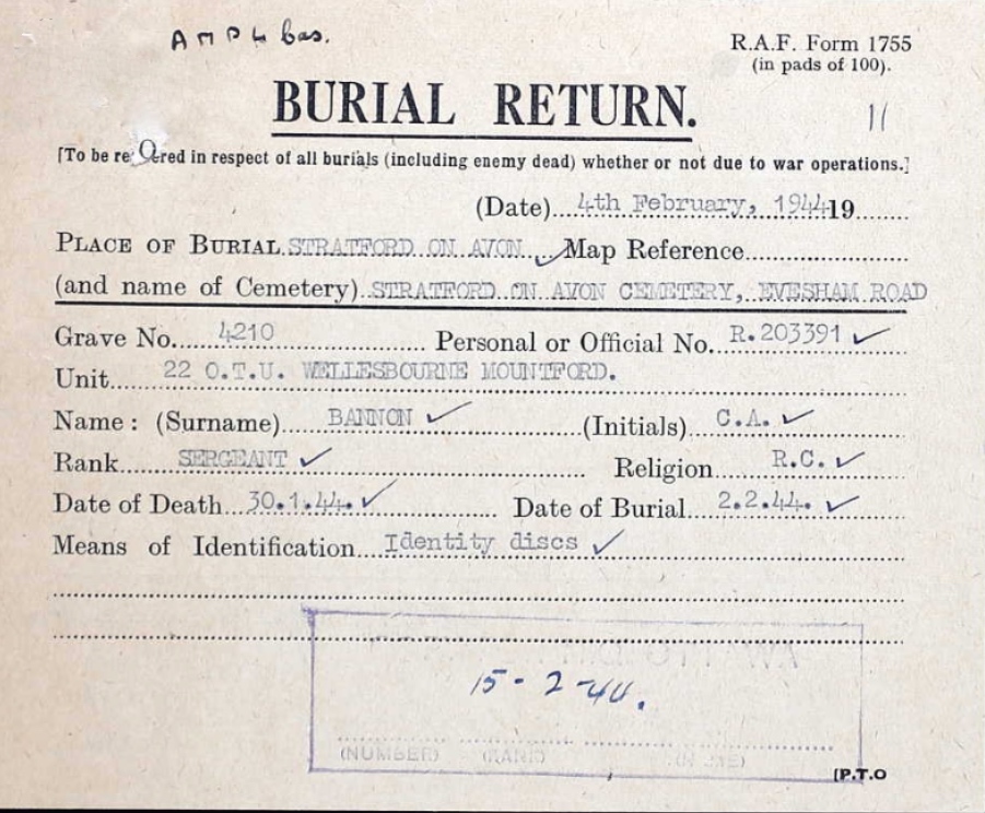 Burial Card