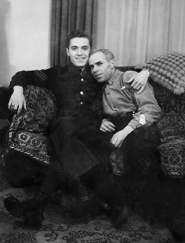 Posing with his father