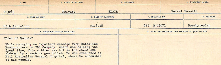 Registres de circonstances du décès