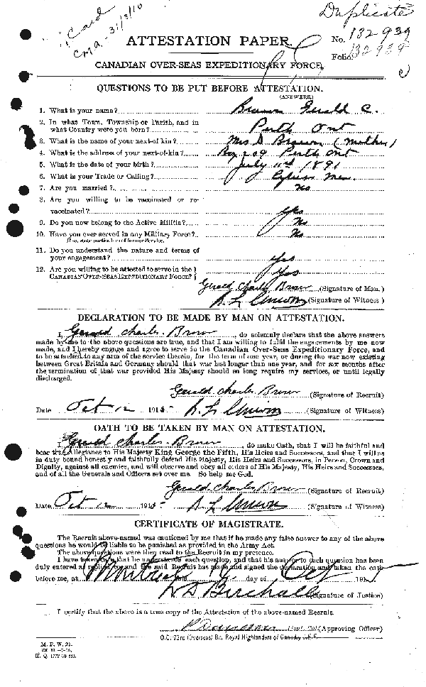 Feuille d'engagement