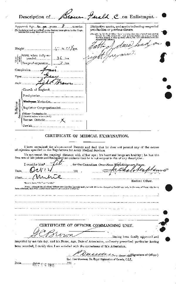 Feuille d'engagement (dos)