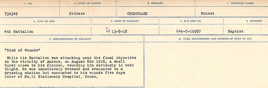 Registres de circonstances du décès